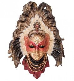 Венецианская маска Veronese "Перо павлина" (цвет золотой с красным) WS-362