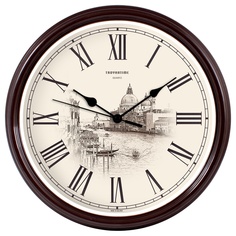 Часы настенные Troyka xод плавный, круглые, 31x31x5 см, коричневая рамка (88884888)