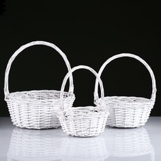 Набор корзин, 3 шт, 30x22/33 см, 26x12/28 см, 20x10/23 см, ива No Brand