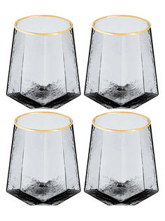 Набор стаканов Elan Gallery Ice Crystal 10х10х11 см, 450 мл, 4 шт, графит, стекло