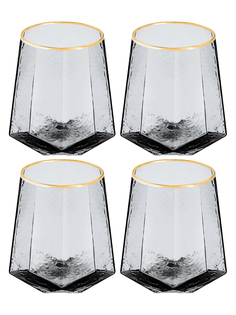 Набор стаканов Elan Gallery Ice Crystal 10х10х11 см, 450 мл, 4 шт, графит, стекло