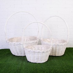 Набор корзин, 3 шт, 40x31x19/52 см, 33x25x17/47 см, 29x22x15/42 см, ива No Brand