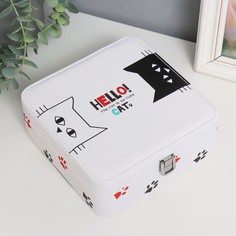 Шкатулка кожзам для украшений "Чёрный и белый кот" 6,5х18х18 см No Brand