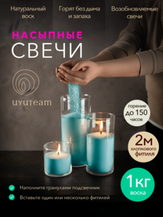 Насыпные свечи в гранулах "UYUTEAM" бирюзовые натуральные восковые не ароматические