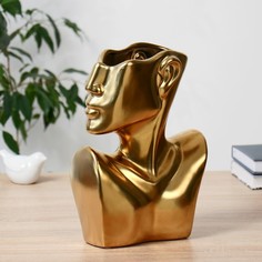 Ваза керамика Изящный профиль h=28 см, золото No Brand