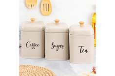 Набор 3-х банок для сыпучих продуктов 1,5л Elan Gallery Tea coffee sugar бежевый
