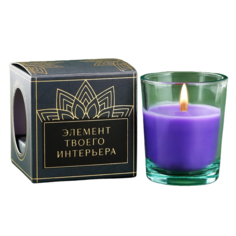 Свеча интерьерная с соевым воском "Цветочные поля" аромат лаванды 6 х 5 х 5 см No Brand