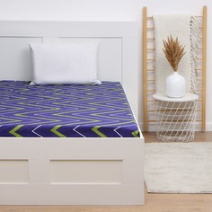 Простыня на резинке Этель Зелено-синие зигзаги 160х200х25, поплин, 125г/м2