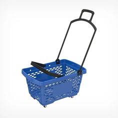 Корзина-тележка на 4 колесах пластиковая, 28 л, с 2 пластиковыми ручками, цвет синий No Brand
