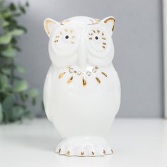 Сувенир керамика "Очкастая сова" белая со стразами 9,3х5,5х5,4 см No Brand