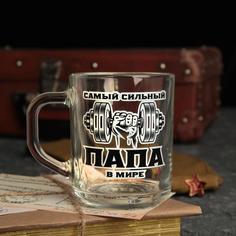 Кружка "Самый сильный папа в мире" гантель, 200мл, 1шт NO Name