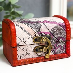 Шкатулка дерево сундучок Карта 6х6х9 см No Brand