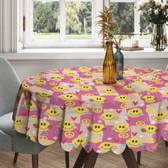 Скатерть круглая тканевая на стол Smiling face 150х150 см Joy Arty