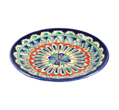 Тарелка Риштанская Керамика "Цветы", синяя, плоская, 15 см Shafran