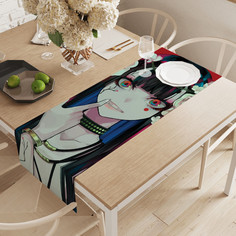 Дорожка водоотталкивающая на стол JoyArty "Девушка с цветами" с рисунком 145x40 см