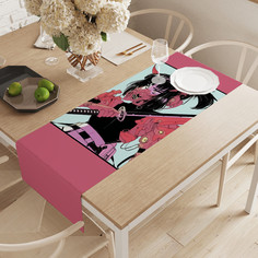 Дорожка водоотталкивающая на стол JoyArty "Девушка самурай" с рисунком 145x40 см
