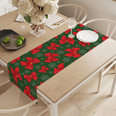 Дорожка водоотталкивающая на стол JoyArty "Банты и снежинки" с рисунком 145x40 см