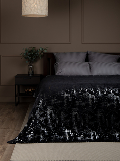 Плед TexRepublic TF FNL BLK-SL, 200х220 ЕВРО s-мазки чёрный