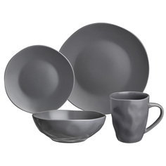 Набор посуды обеденный из 16 предметов на 4 персоны Bronco Shadow, серый