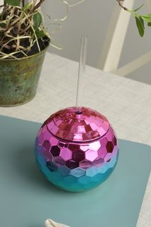 Пиала для коктейлей с трубочкой Kitchen Craft BCDISCO, 560 мл, разноцветный