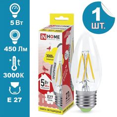 Лампочка светодиодная E27 LED-СВЕЧА-DECO IN HOME теплый белый свет 3000К 450 Лм 5 Вт 230В