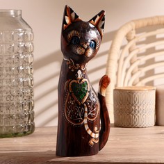Интерьерный сувенир "Кошка с черепахой" 30 см No Brand