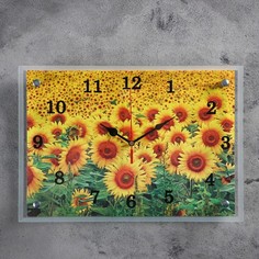 Часы настенные, серия: Цветы, "Подсолнухи", 25х35 см Сюжет
