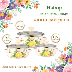 Набор мини-кастрюль Zeidan 3 кастрюли с крышками, эмаль
