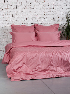Постельное белье 1.5 спальное Ленты розовые, сатин-жаккард, наволочки 70х70 (2шт) Mona Liza