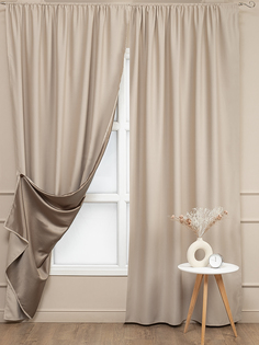 Комплект штор 150х270 Amore Mio Блэкаут шторы на шторной ленте бежевые 2 шт