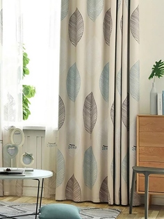 Штора классическая Блэкаут 1 шт Вальгрин серия Блэкаут Листья 170х270 см