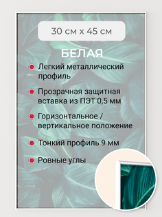 Фоторамка Первое ателье "Белая алюминиевая рамка 30х45 см" для фотографий Фотостиль