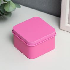 Шкатулка металл "Квадрат розовый" 6х6х4 см No Brand