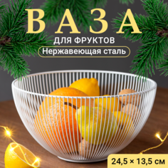 Фруктовница, Shiny Kitchen,Корзина под фрукты и сладости металлическая, белая