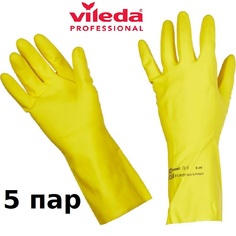 Латексные перчатки Vileda Contract Professional желтый размер M, 5 пар