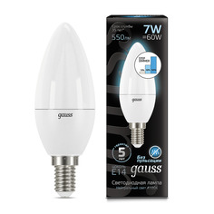 Упаковка ламп 10 штук Лампа Gauss Свеча 7W 550lm 4100К E14 шаг. диммирование LED