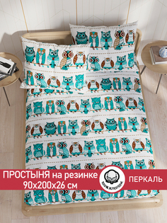 Простынь на резинке Сказка Совенок 90х200 см