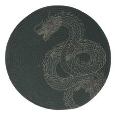 Салфетка под приборы, 38 см, полиэстер, круглая, черная, Дракон, Rotary print Kuchenland