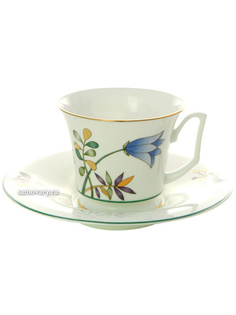 Чашка с блюдцем чайная форма "Юлия", рисунок "Июньская палитра", Императорский фарфоровый