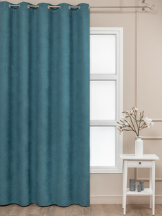 Штора Amore Mio RR 207-09 Вельвет канвас, 200х270, на шторной ленте, цвет морской волны