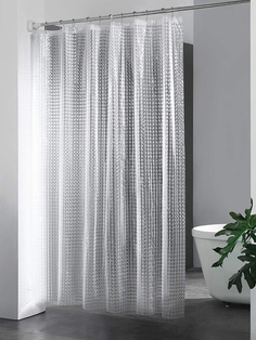 AXEN / Штора для ванной комнаты прозрачная 180х200 3D / Шторка для ванной