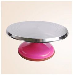 Подставка для торта, крутящаяся 29 см. металл на розовой ножке Cake stand 12904 No Brand