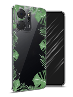 Чехол Awog на Honor X7A "Листья папоротника рамка"