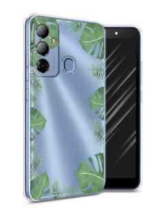 Чехол Awog на Tecno Pop 6 Go "Листья папоротника рамка"