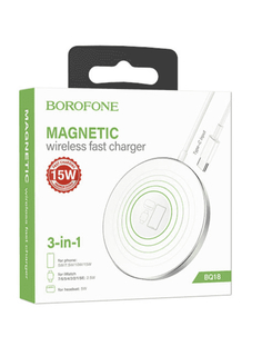 Беспроводное зарядное устройство BOROFONE  BQ18 white, 15 W белый (8772)