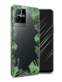 Чехол Awog на Vivo Y73t "Листья папоротника рамка"