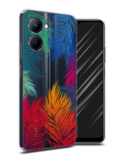Чехол Awog на Realme C33 "Рамка из перьев"