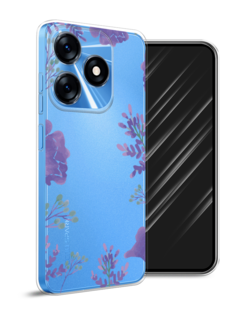 Чехол Awog на Tecno Spark 10 "Сиреневая цветочная рамка"