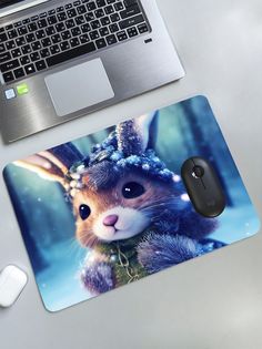 Коврик для мыши CoolPodarok Милый кролик на снегу BIG