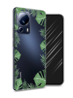 Чехол Awog на Xiaomi 13 Lite "Листья папоротника рамка"